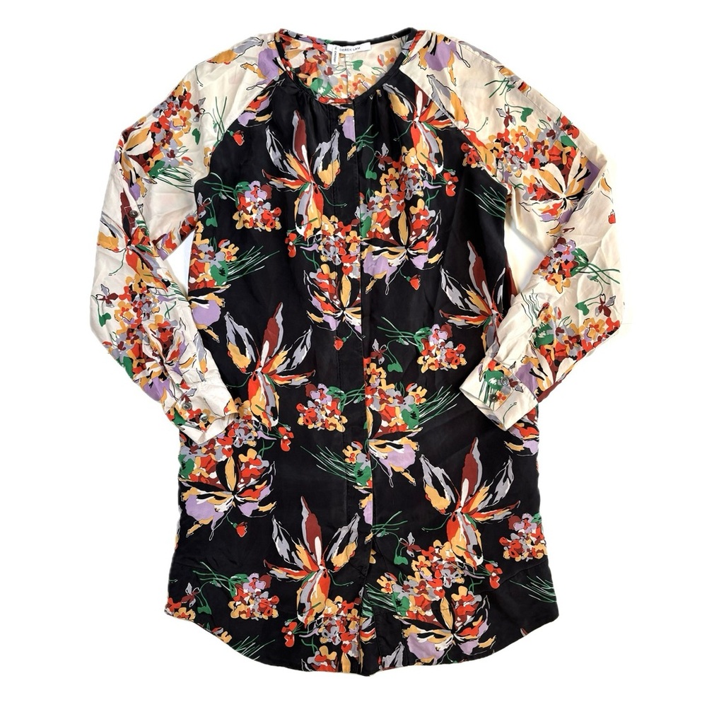 Derek Lam Silk 10 Crosby Dress Button Down Designer Floral Shirt Dress PJ 4